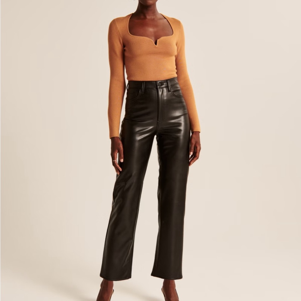 abercrombie and fitch the ankle straight ultra high rise vegan leather